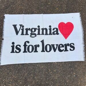 Vintage Canon Virginia Is For Lovers Souvenir Beach Towel Cotton Made in USA